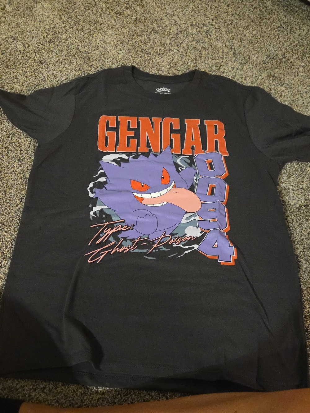 Pokemon Gengar Graphic Tee - Black with Purple & Orange Art